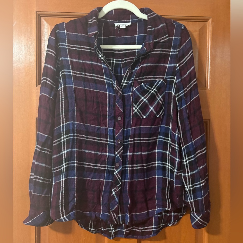 Purple & Blue Women’s Button Down Flannel